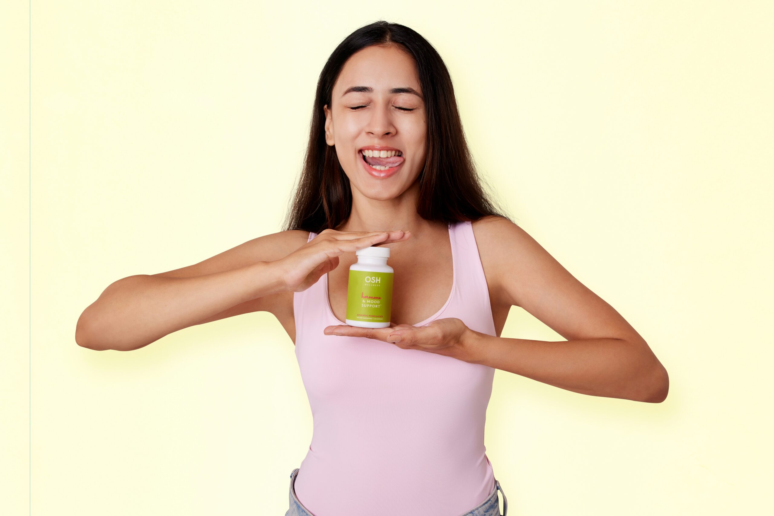 woman holding meds
