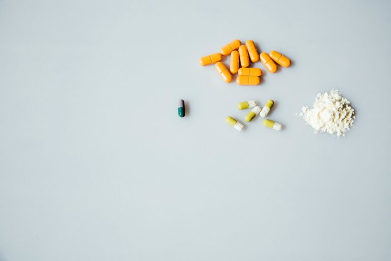 Pills on a plain background
